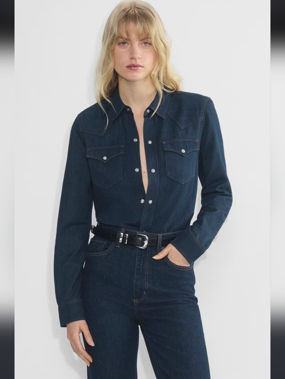 Denim Forum Dark Indigo Denim Western Shirt
